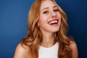 Woman with gapped teeth